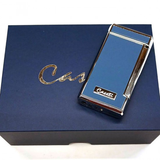 Αναπτήρας Caseti Paris Grey - Blue Με 2 Turbo Jet Flames